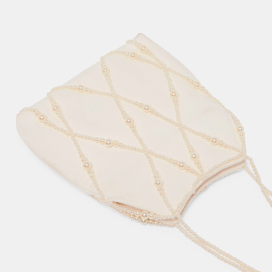 serilda pearl handtasche elfenbein satin