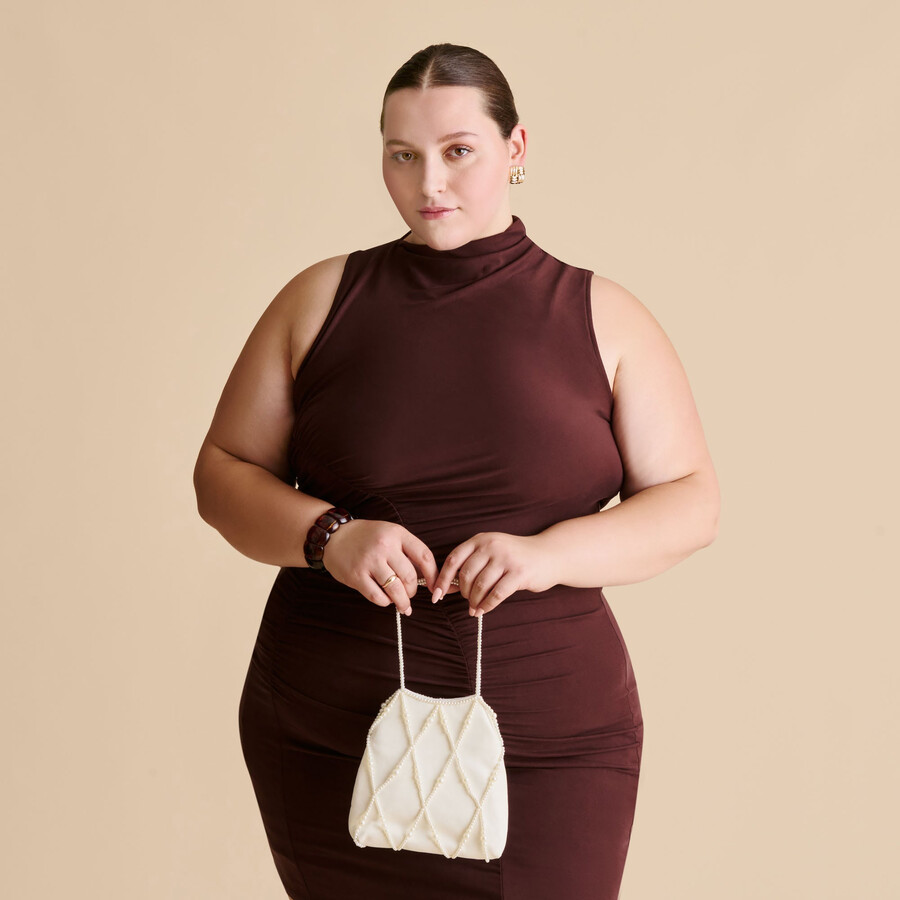 serilda pearl handtasche elfenbein satin