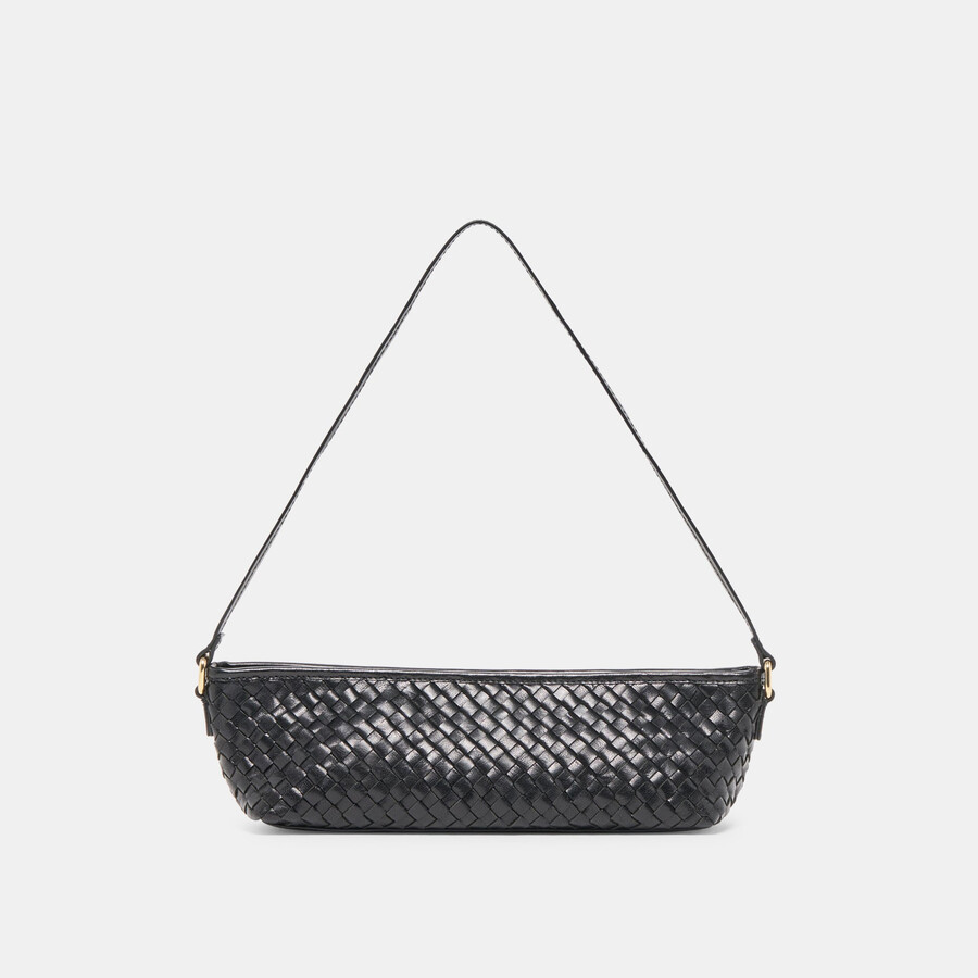 savaii gewebte schultertasche schwarz gewebtes leder