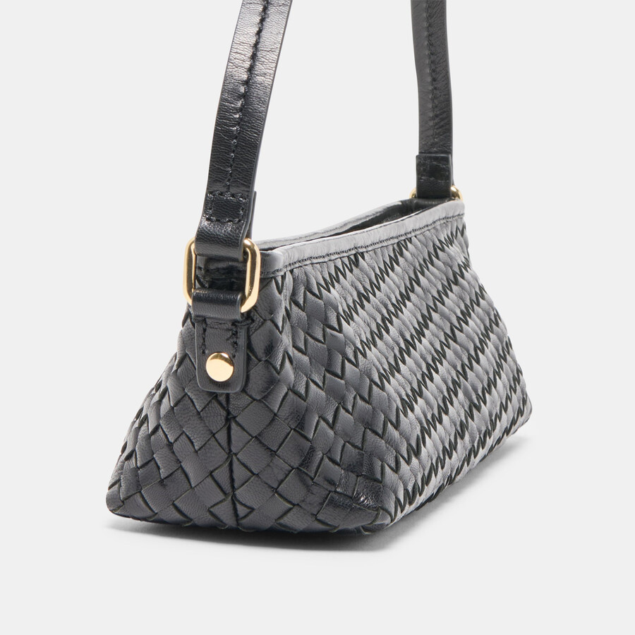 savaii gewebte schultertasche schwarz gewebtes leder
