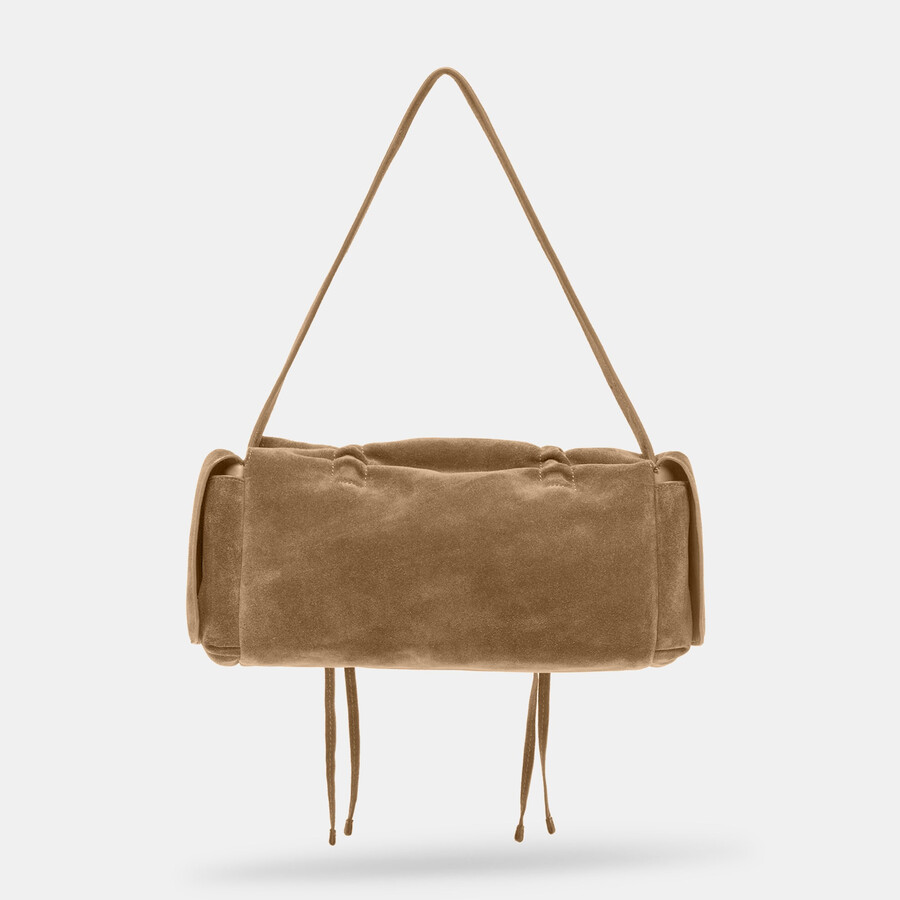 hudson schultertasche aus olivgrünem wildleder
