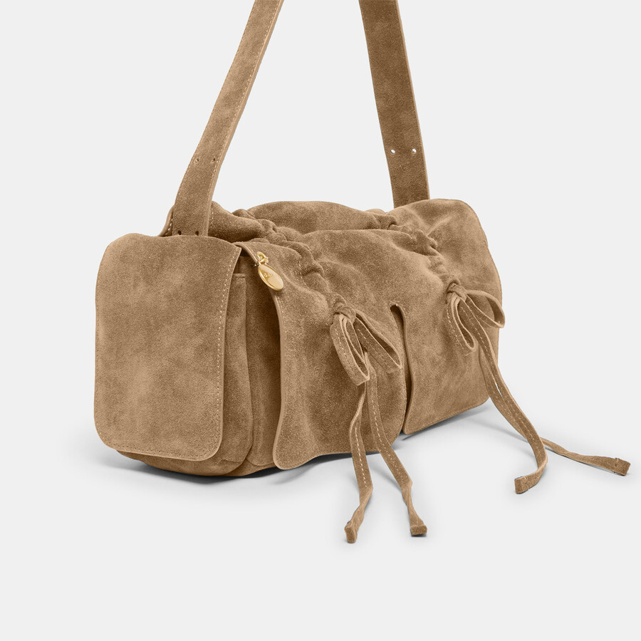 hudson schultertasche aus olivgrünem wildleder