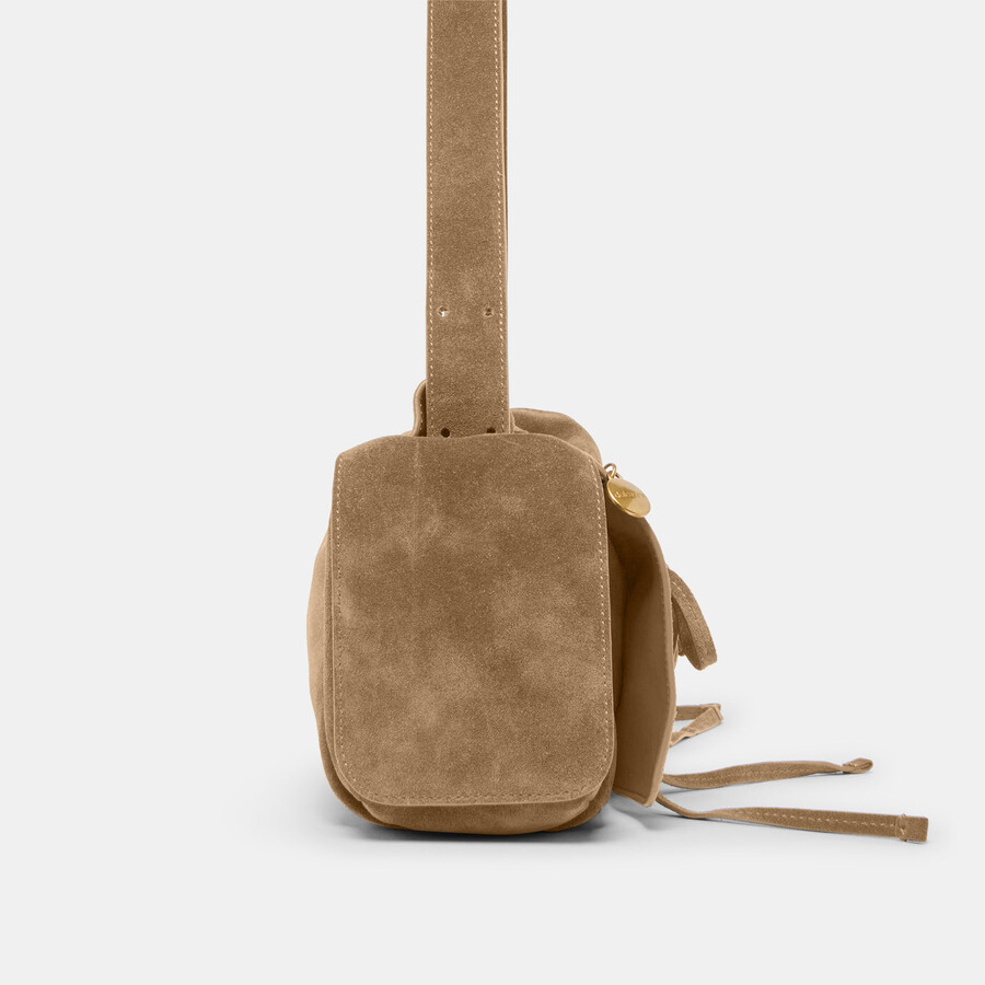 hudson schultertasche aus olivgrünem wildleder