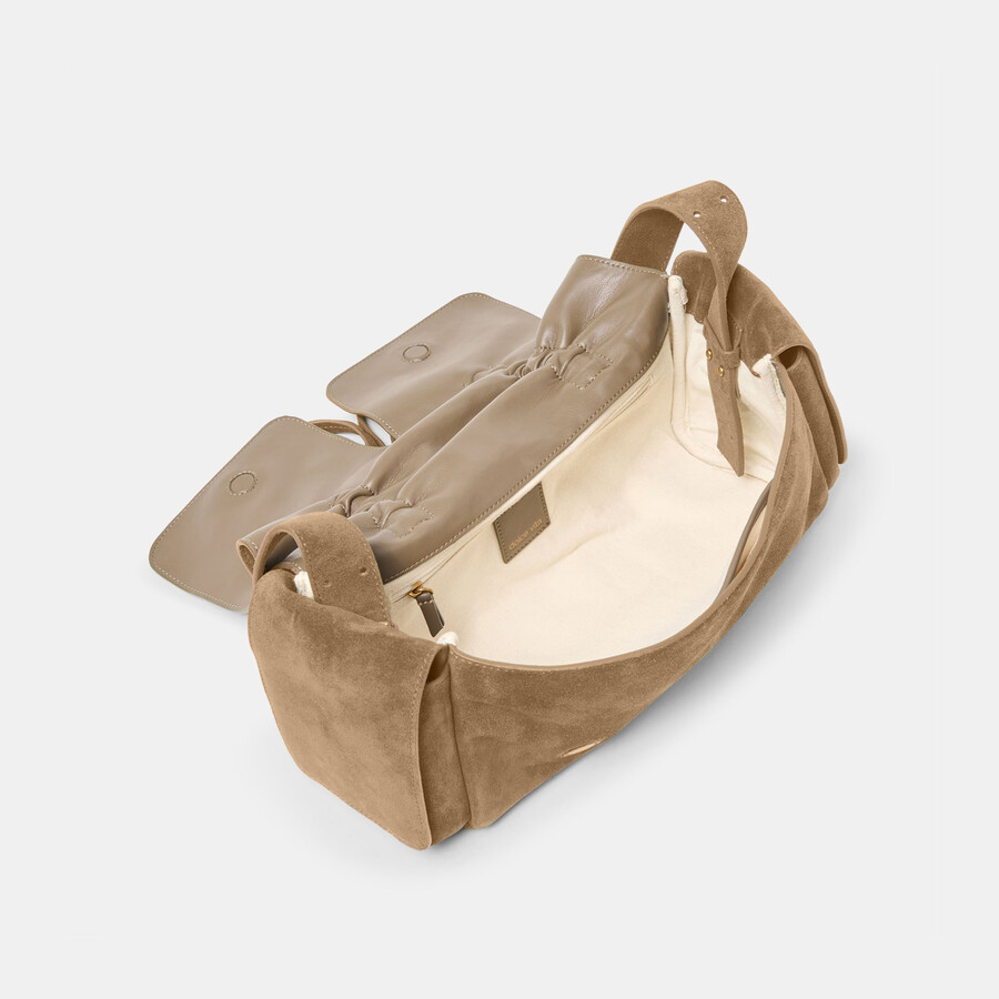 hudson schultertasche aus olivgrünem wildleder