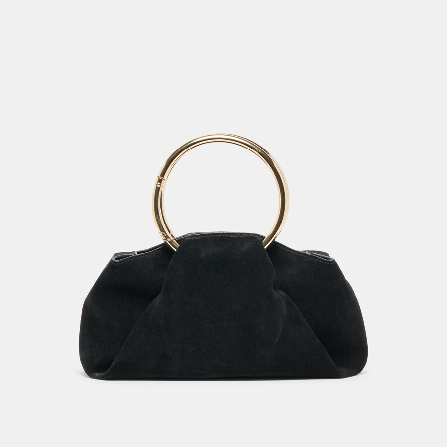 channing handtasche aus schwarzem wildleder