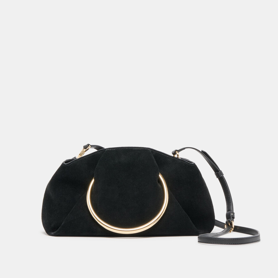 channing handtasche aus schwarzem wildleder