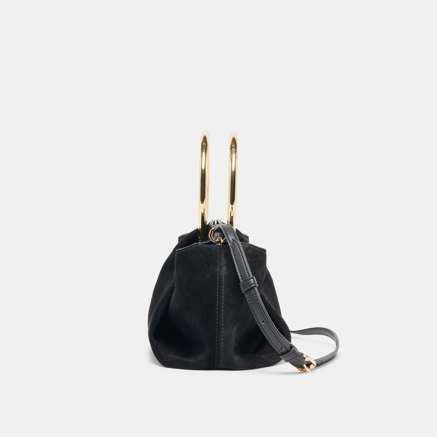 channing handtasche aus schwarzem wildleder