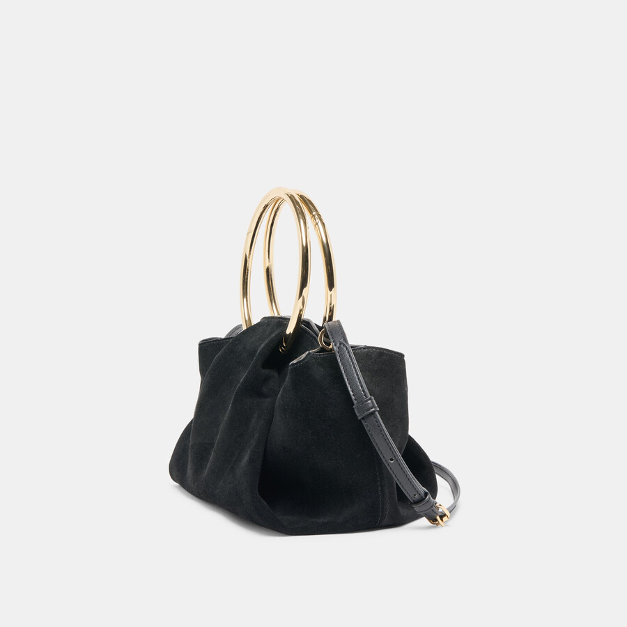 channing handtasche aus schwarzem wildleder