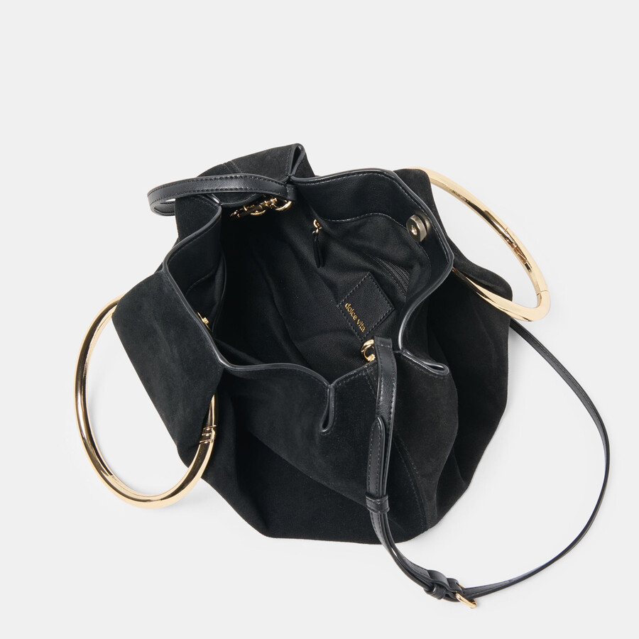channing handtasche aus schwarzem wildleder