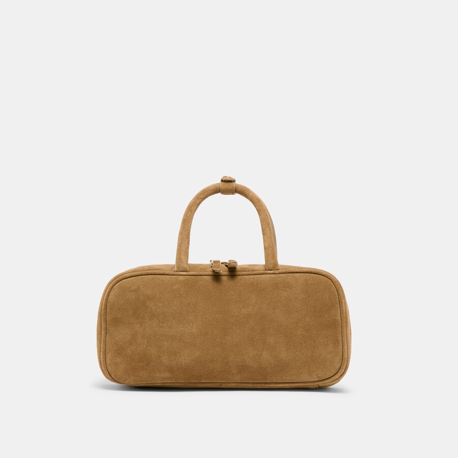 santina handtasche aus taupefarbenem wildleder