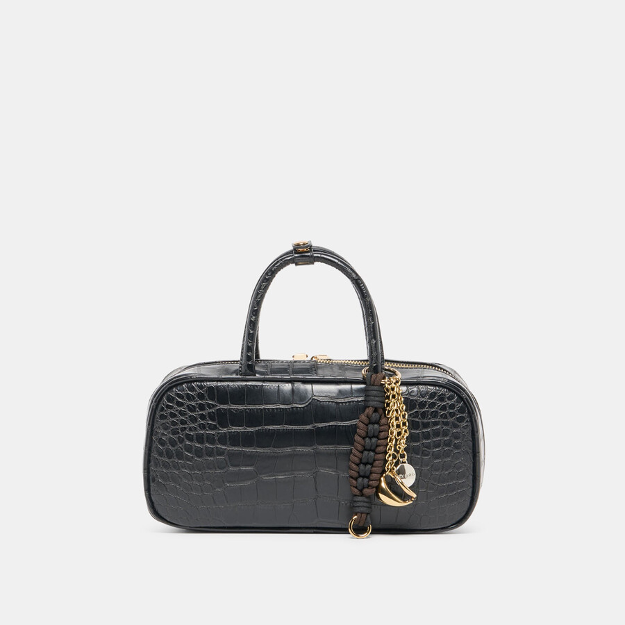 flyn handtasche schwarz croco stella