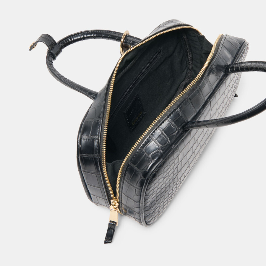 flyn handtasche schwarz croco stella