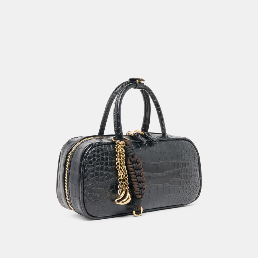 flyn handtasche schwarz croco stella