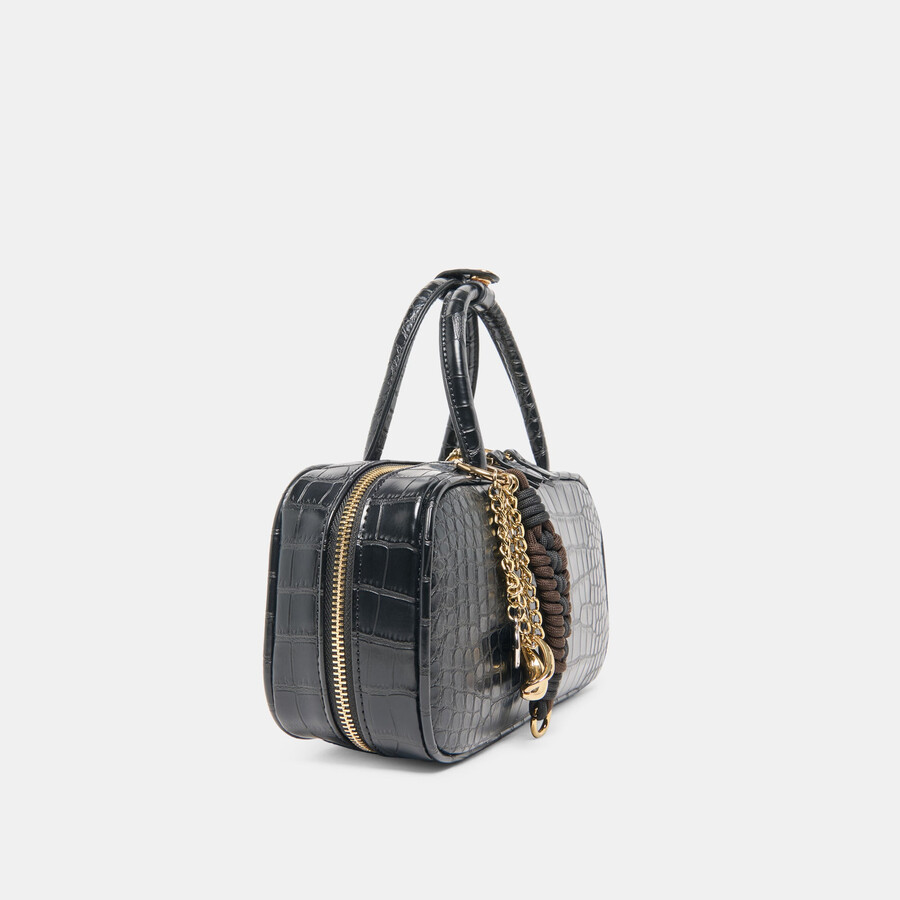 flyn handtasche schwarz croco stella