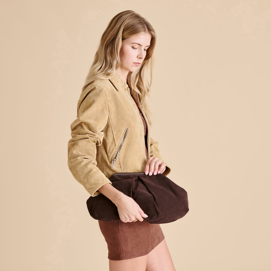 sahara clutch espresso wildleder