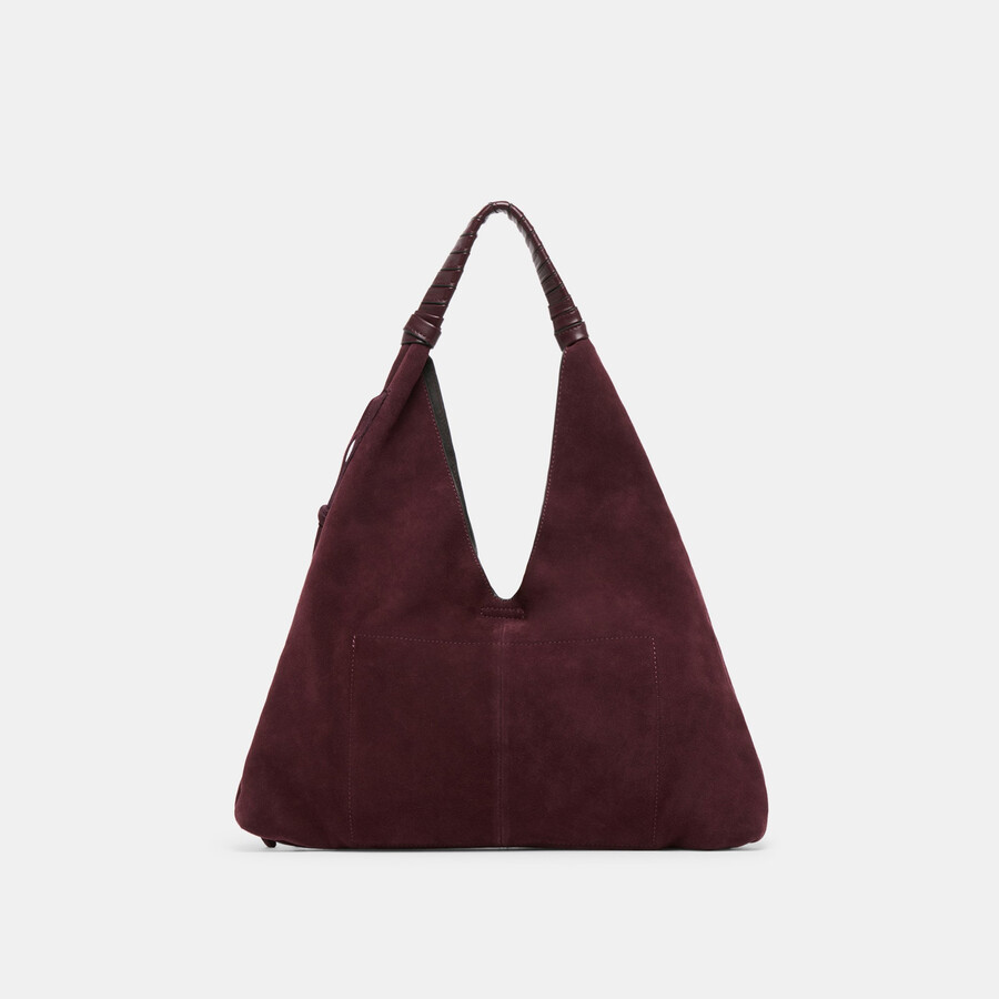 merrick tote burgundy suede