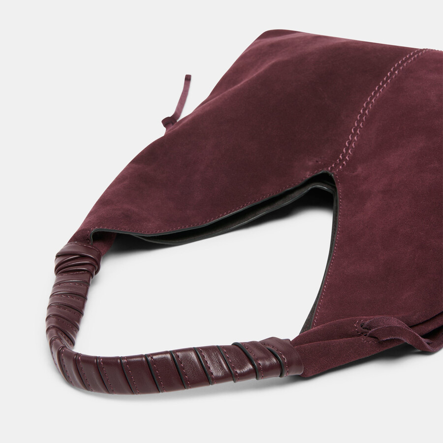 merrick tote burgundy suede