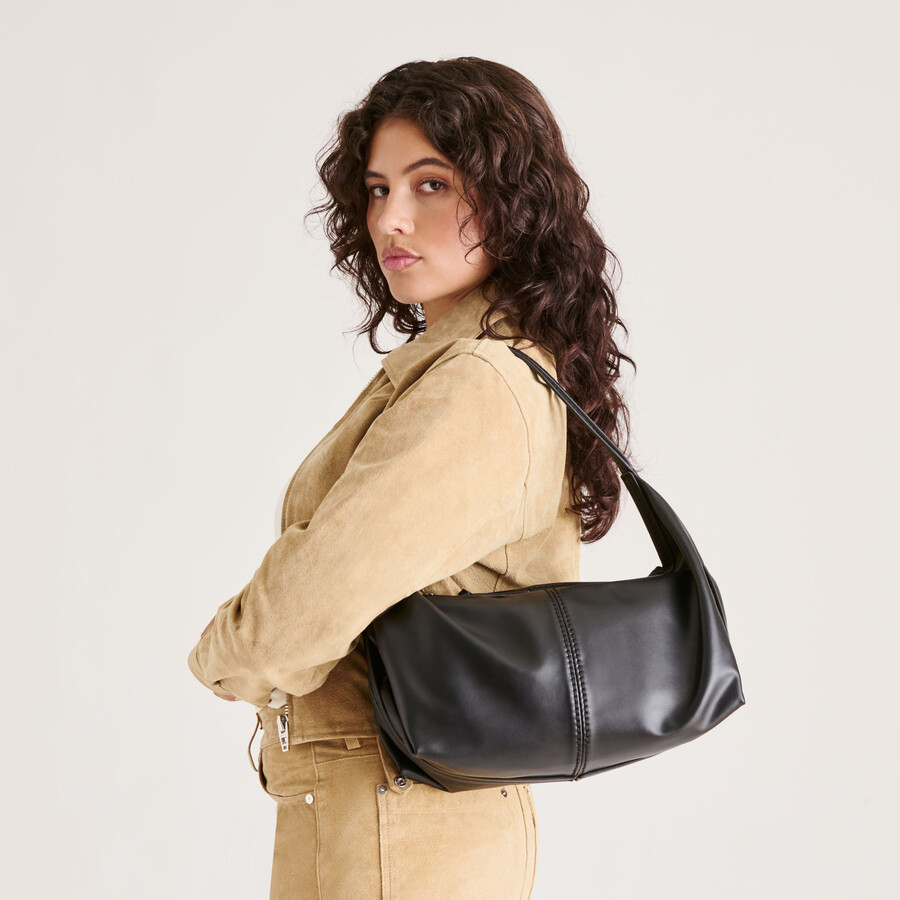 billy schultertasche schwarzes leder