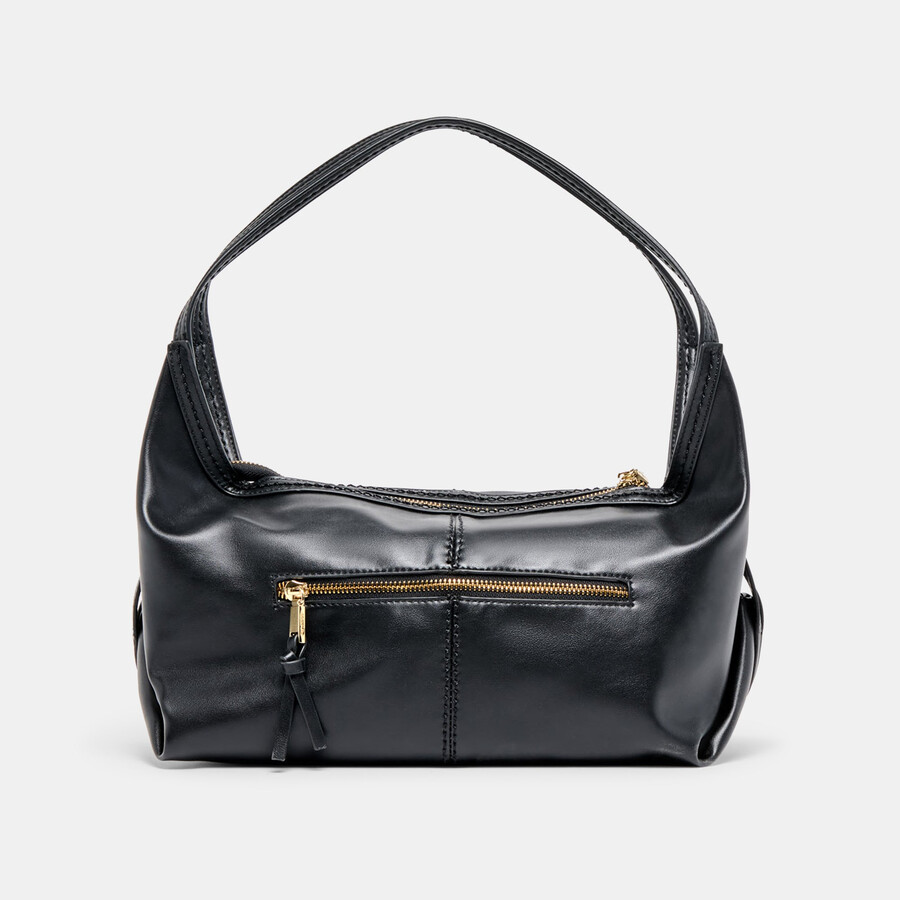 billy schultertasche schwarzes leder