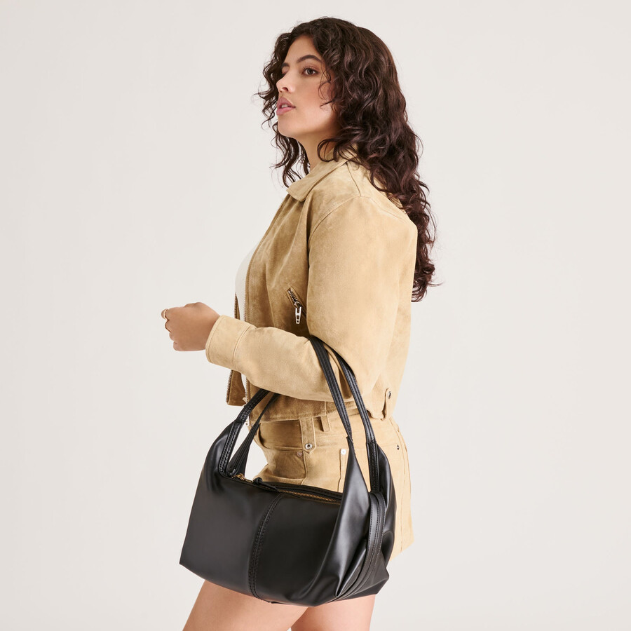 billy schultertasche schwarzes leder