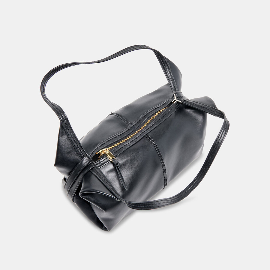 billy schultertasche schwarzes leder