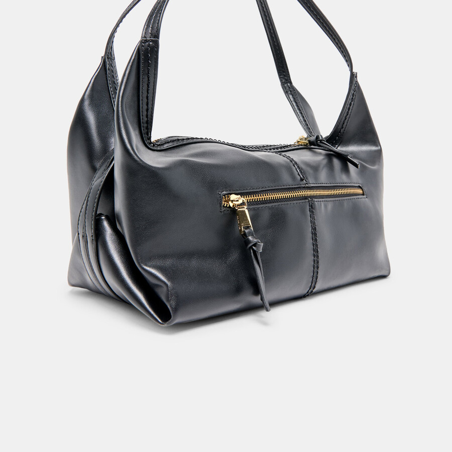 billy schultertasche schwarzes leder