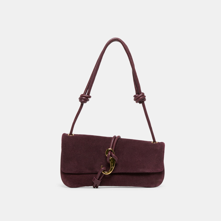 alice schultertasche aus burgunderfarbenem wildleder