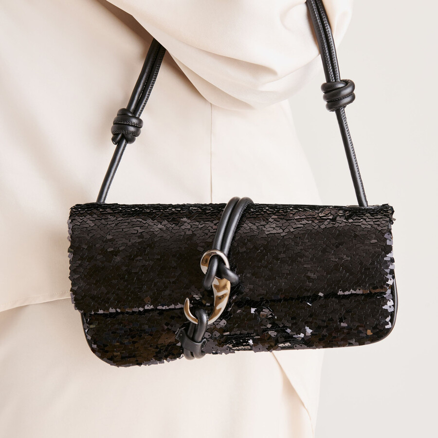 alice schultertasche schwarz pailletten