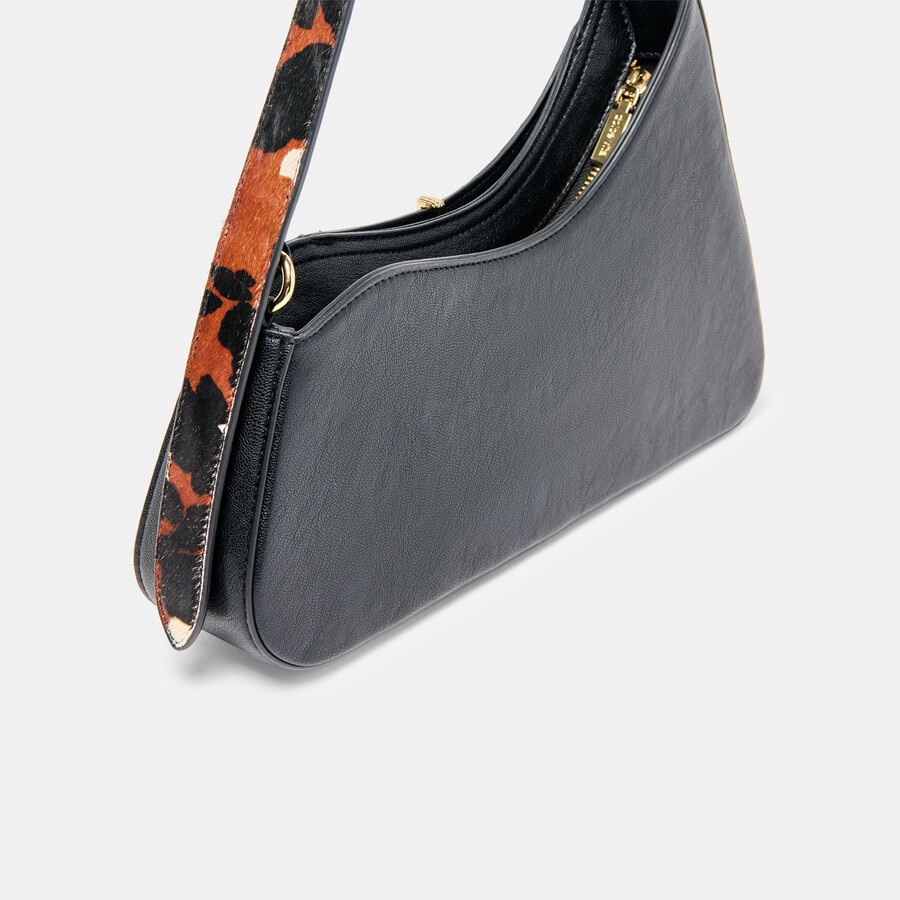 prya schultertasche braun bedrucktes kalbsleder