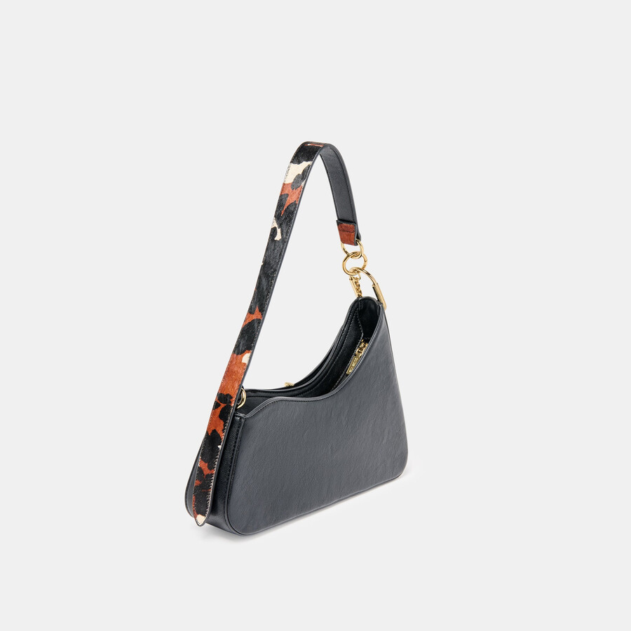 prya schultertasche braun bedrucktes kalbsleder