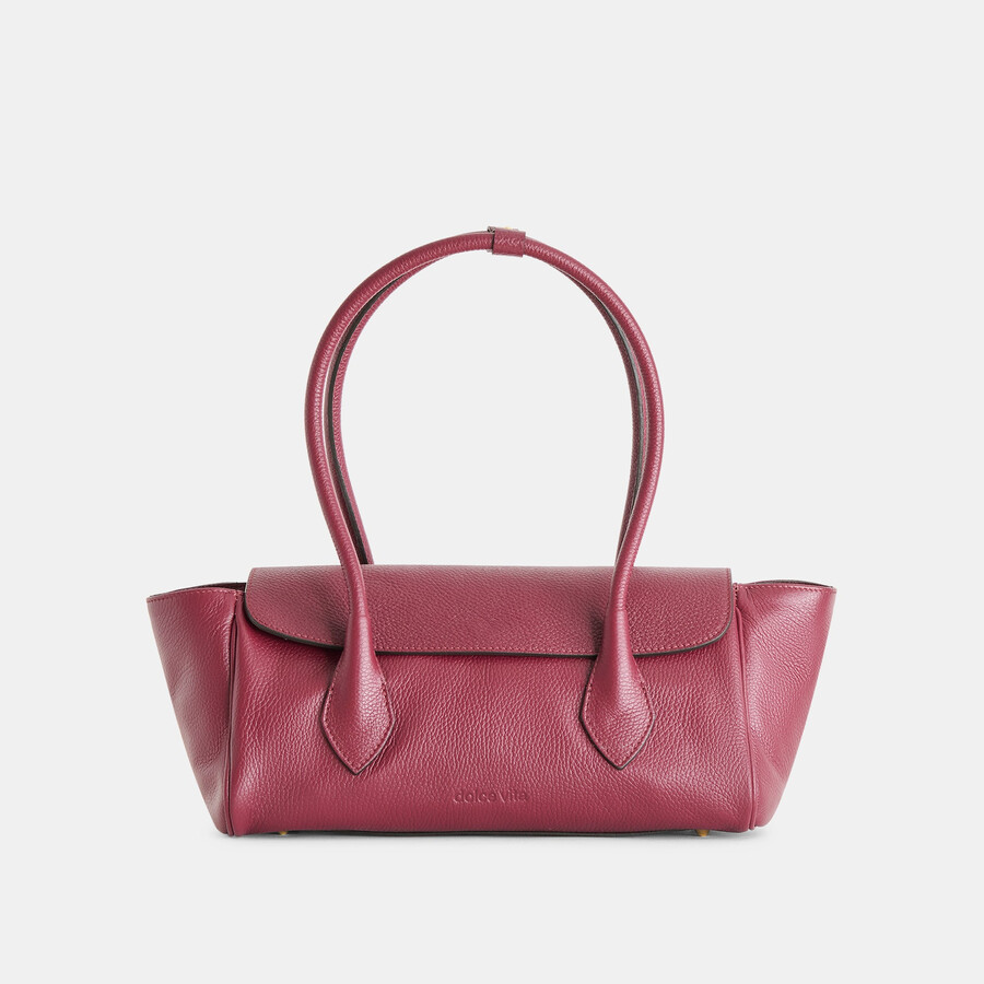 irene schultertasche aus bordeauxrotem leder