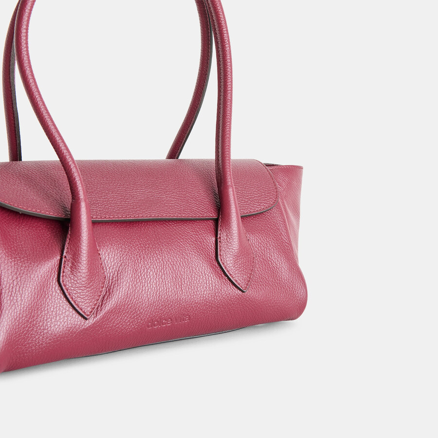 irene schultertasche aus bordeauxrotem leder