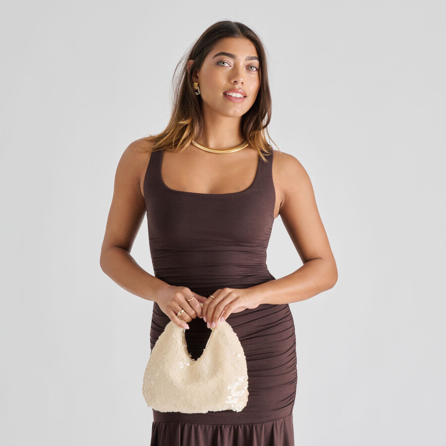 dahlia paillettenhandtasche elfenbein pailletten