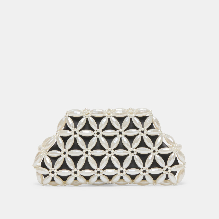 marlow clutch schwarz satin perle
