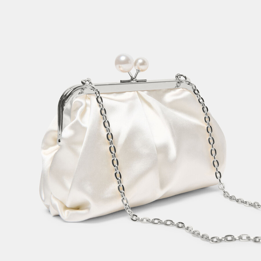 kendall clutch weißer satin