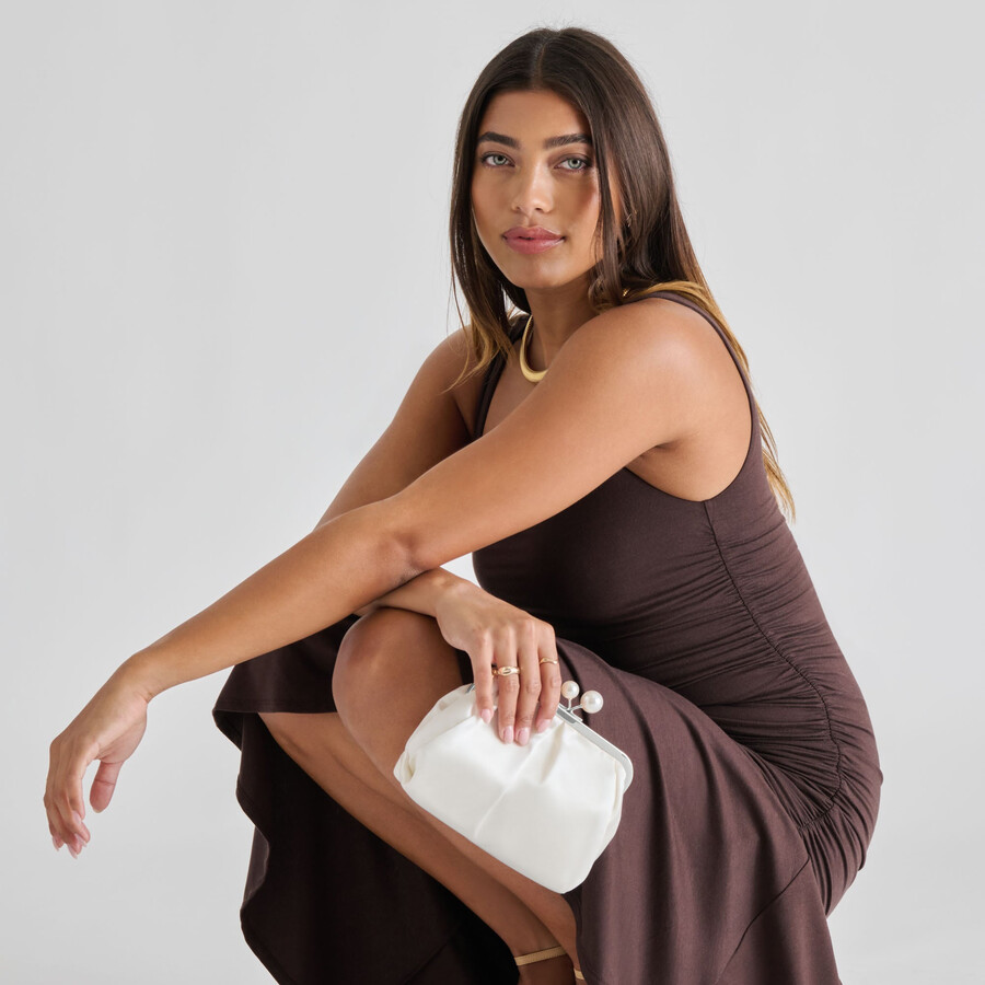 kendall clutch weißer satin
