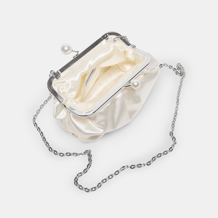 kendall clutch weißer satin