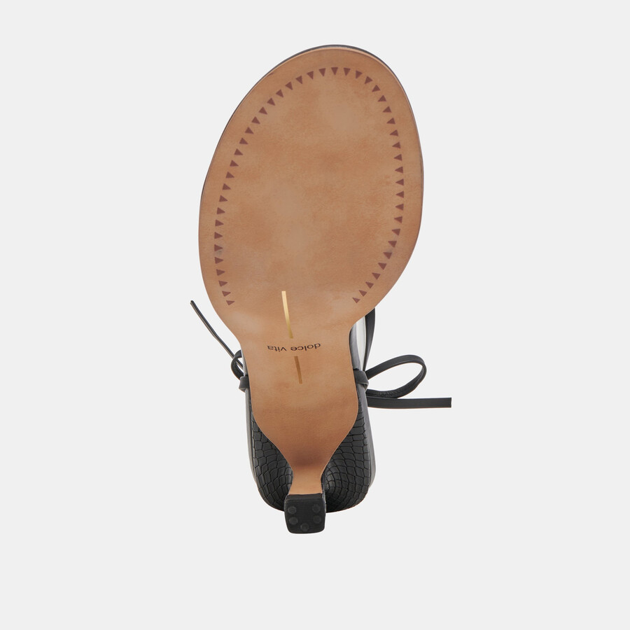 maison heels aus schwarzem leder