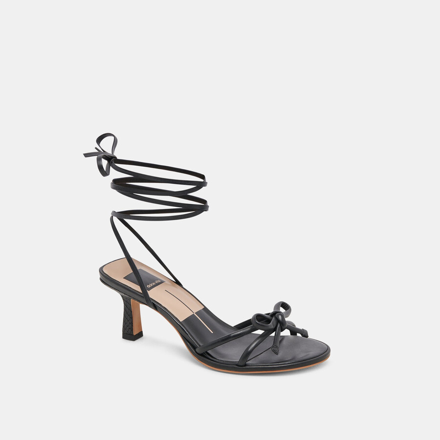 maison heels aus schwarzem leder