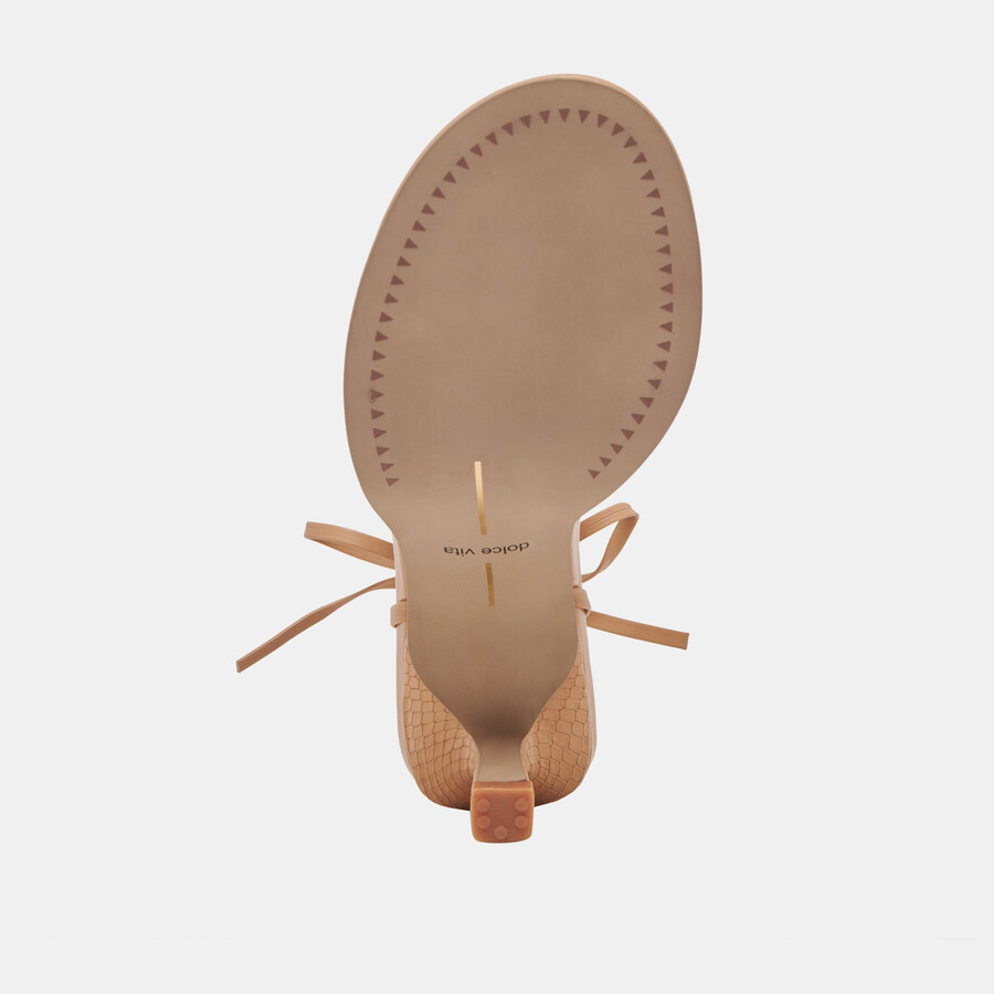 maison heels aus hellbraunem leder