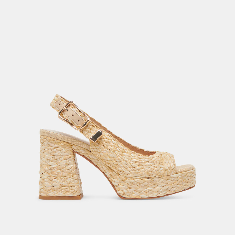 flores heels aus natürlichem raffia