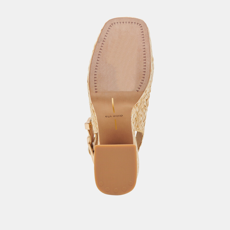 flores heels aus natürlichem raffia