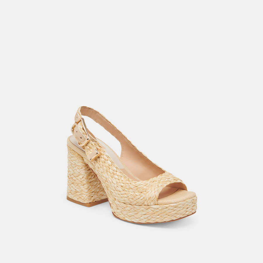 flores heels aus natürlichem raffia