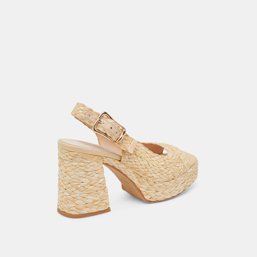 flores heels aus natürlichem raffia