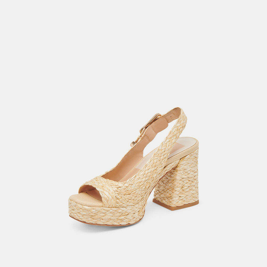 flores heels aus natürlichem raffia