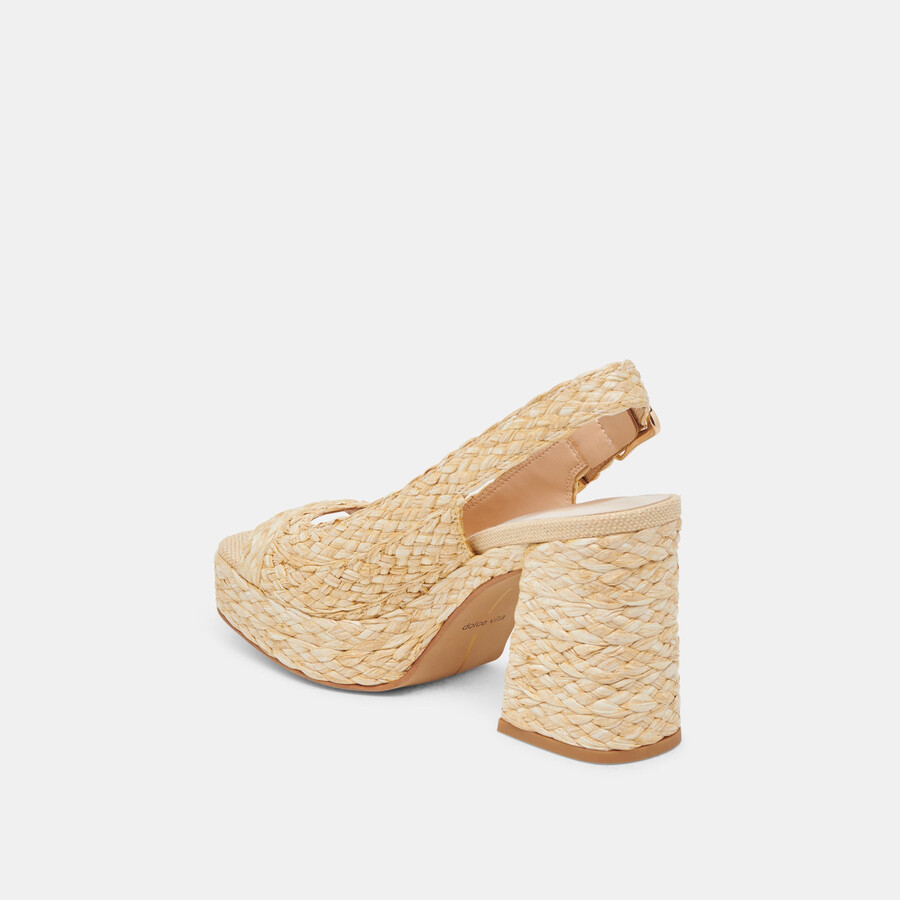 flores heels aus natürlichem raffia
