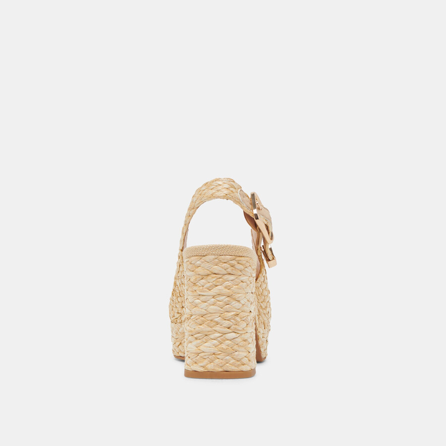 flores heels aus natürlichem raffia