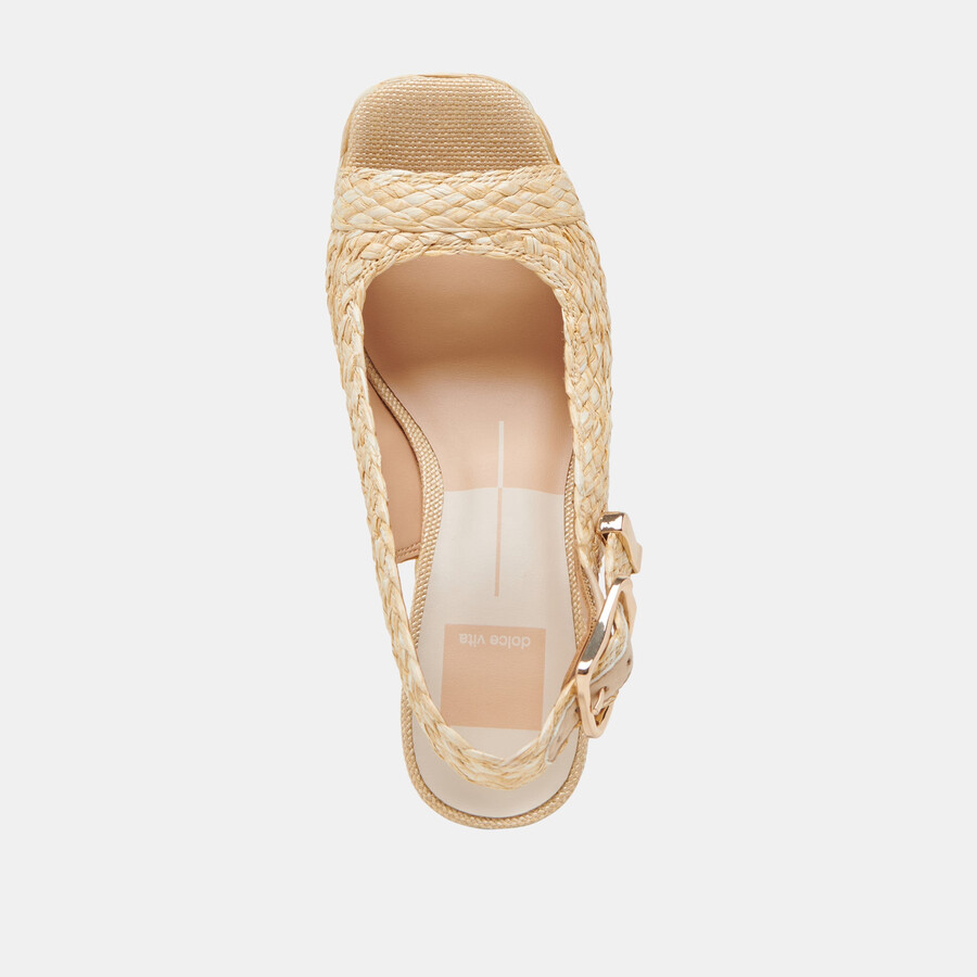 flores heels aus natürlichem raffia