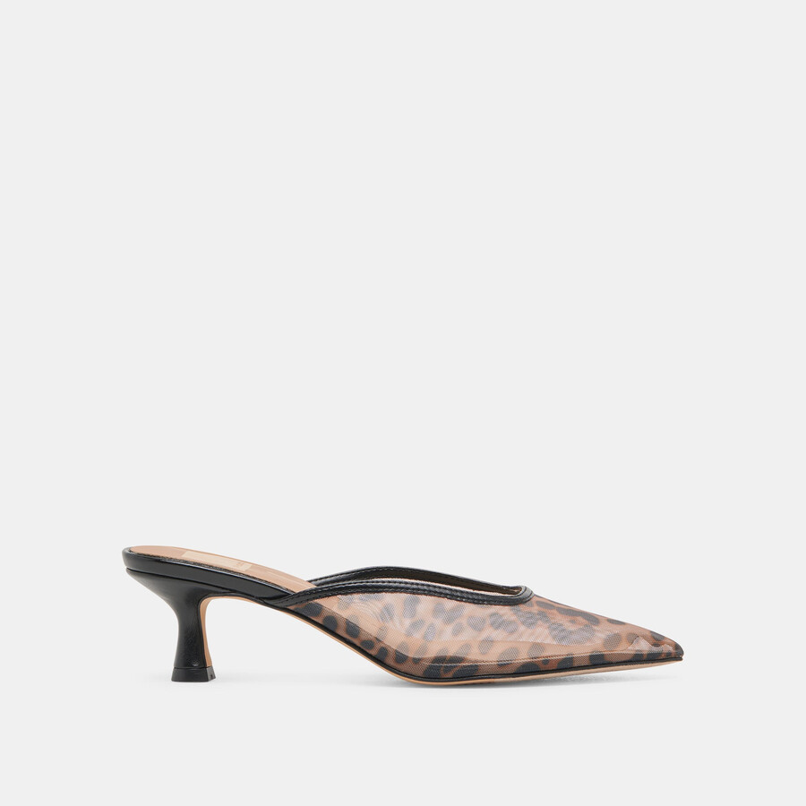 cleo heels dunkelbraunes leoparden-mesh