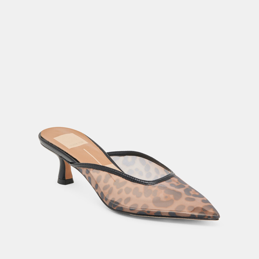 cleo heels dunkelbraunes leoparden-mesh